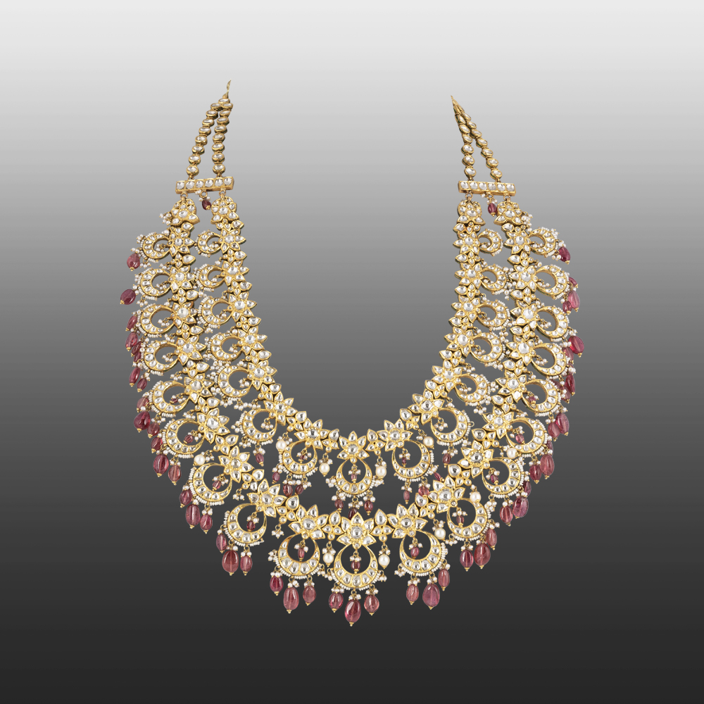 Luxury Multi-Layered Necklace with Polkis & Tourmaline